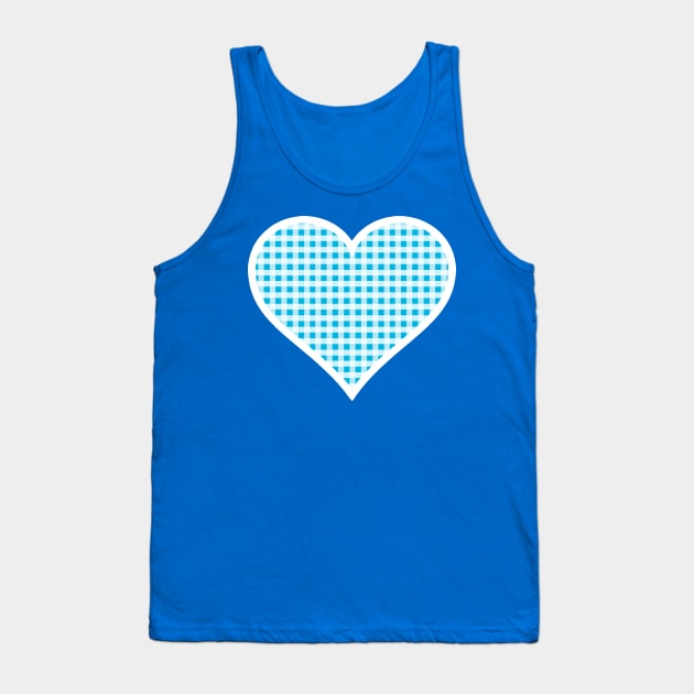 Blue and White Gingham Heart Tank Top by bumblefuzzies